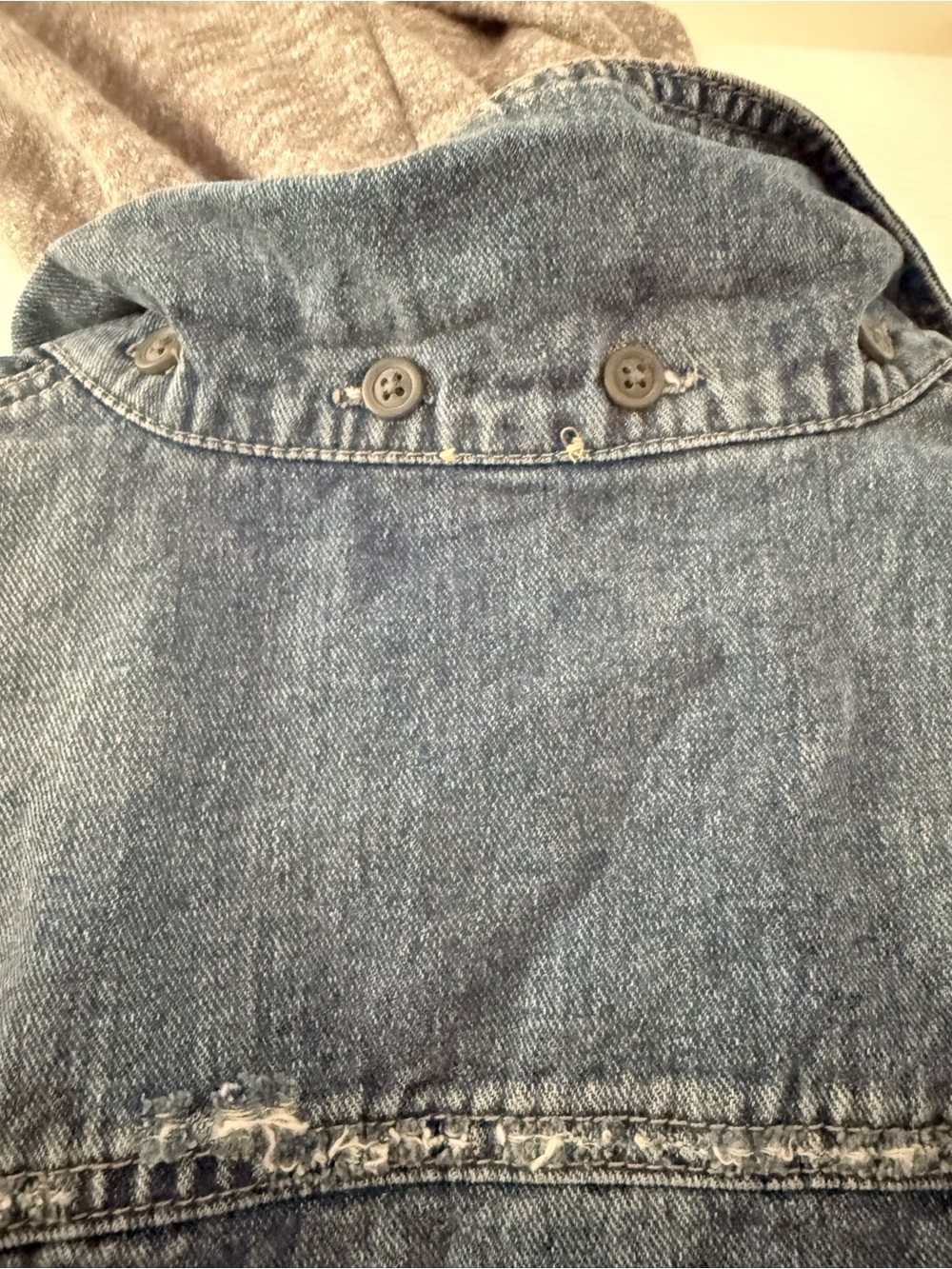 Free People Knit Hooded Denim Jacket with Blue Grey Sleeves - Small - Picture 9 of 11